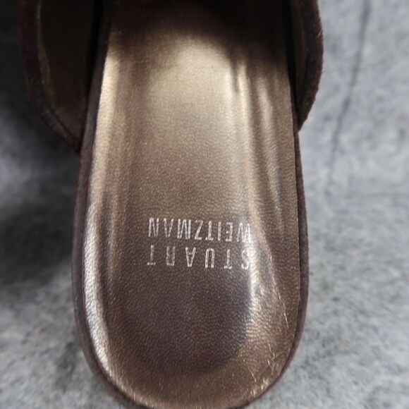 Stuart Weitzman Shoes Womens 8.5 Mule Heel Fashion Studs Buckle Leather Classic - Picture 10 of 16